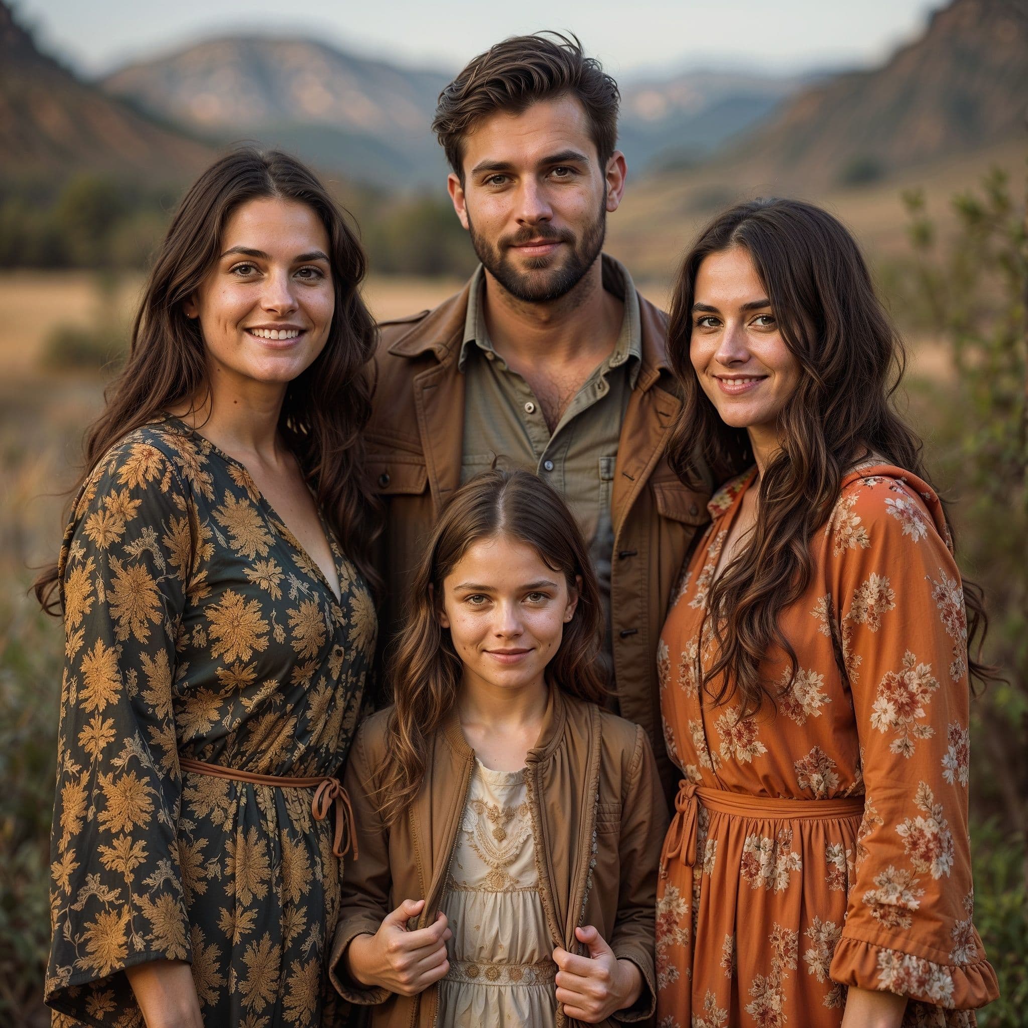 man with two wives and daughter